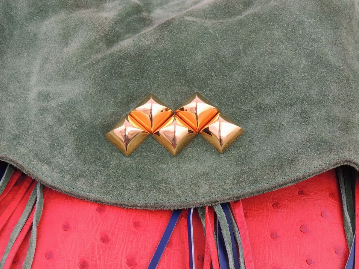 Borsa a Spalla in Pelle di Struzzo e Camoscio, Hermès