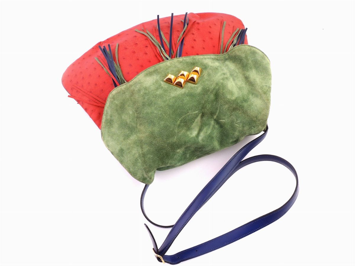Borsa a Spalla in Pelle di Struzzo e Camoscio, Hermès