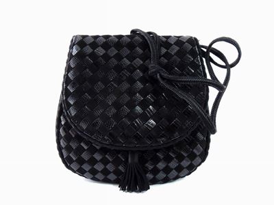 Borsetta in Pelle e Camoscio Nero Intrecciato, Bottega Veneta