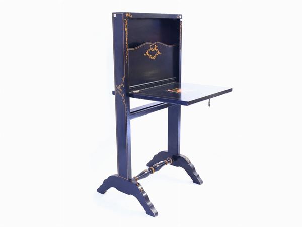 An ebonized and lacquered lady screen-writing desk