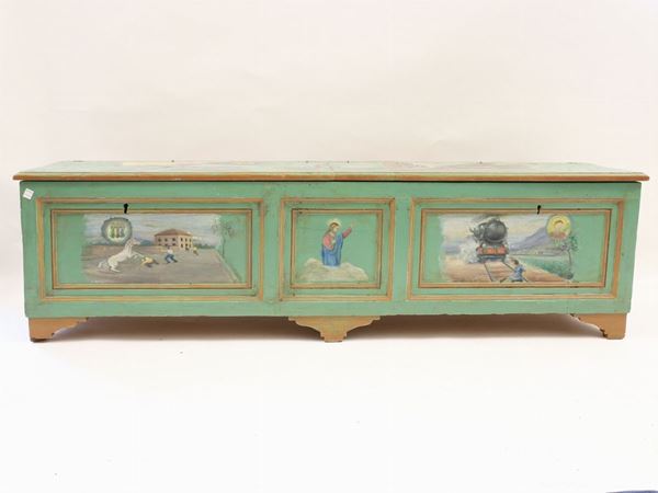 An ex voto painted softwood chest  (early 20th century)  - Auction Antiquities, Interior Decorations and Vintage  from the Panarello Gallery in Taormina - Maison Bibelot - Casa d'Aste Firenze - Milano