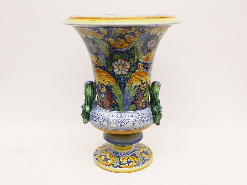 Grande Vaso in Terracotta Smaltata e Dipinta