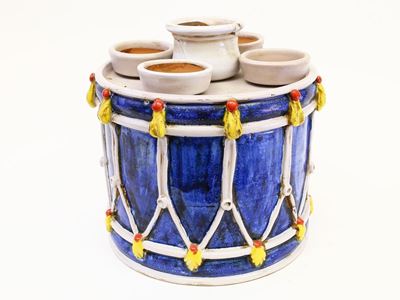 Set da Aperitivo in Terracotta Smaltata e Dipinta