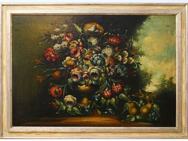 Still life with flowers in a garden