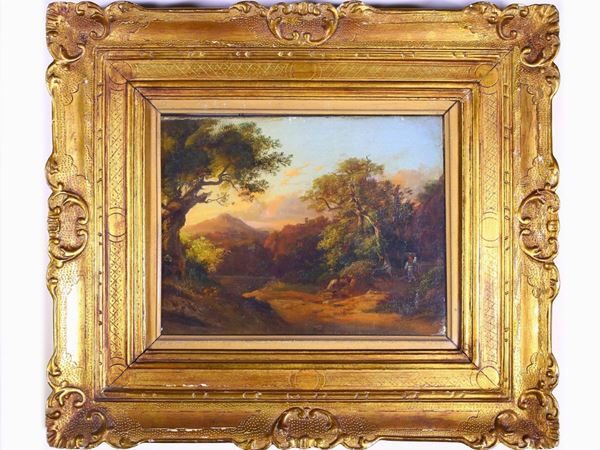 Ladnscape with country woman  (19th century)  - Auction The florentine house of the soprano Marcella Tassi - Maison Bibelot - Casa d'Aste Firenze - Milano