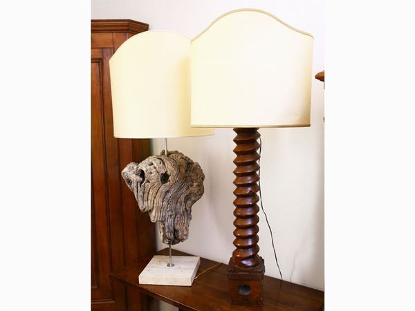 Two rustic table lamps