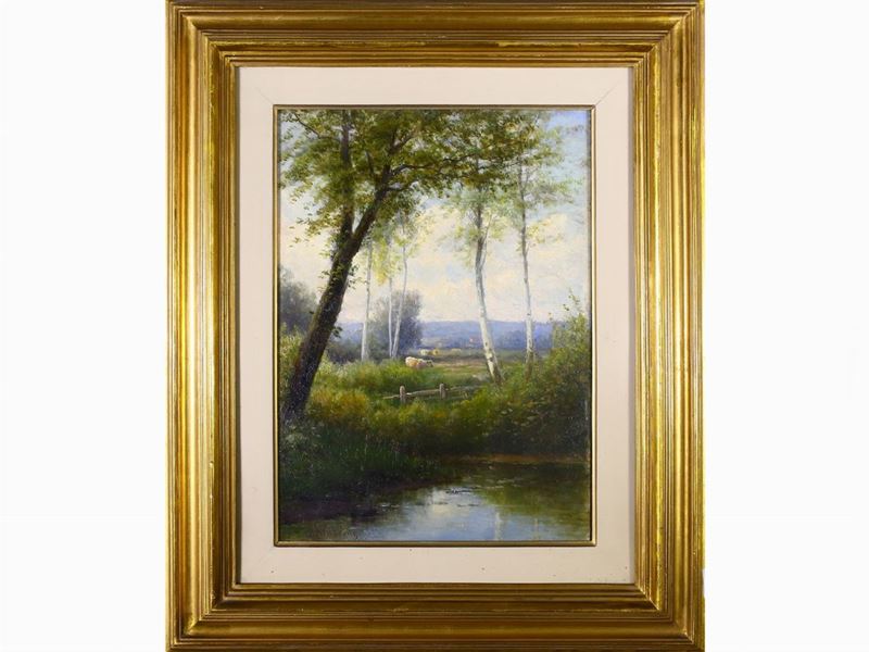 Joseph Antonio Hekking - Paesaggio Fluviale con Armenti