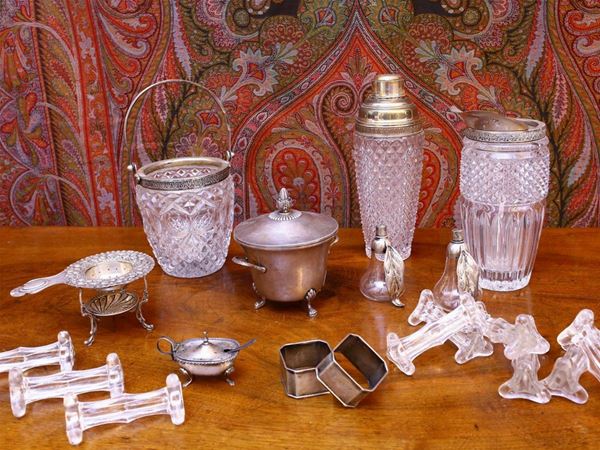 A silverware and crystal table supplies lot