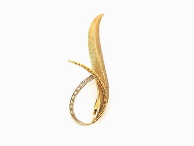 Spilla in Oro Giallo e Bianco con Diamanti