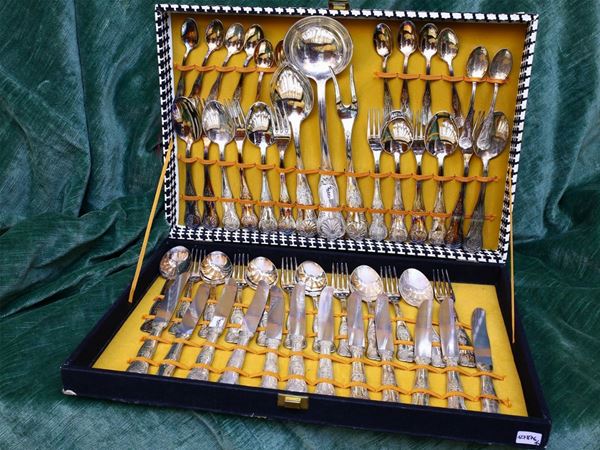 A silver plated cutlery service