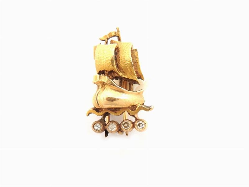 Spilla in Oro Giallo e Diamanti