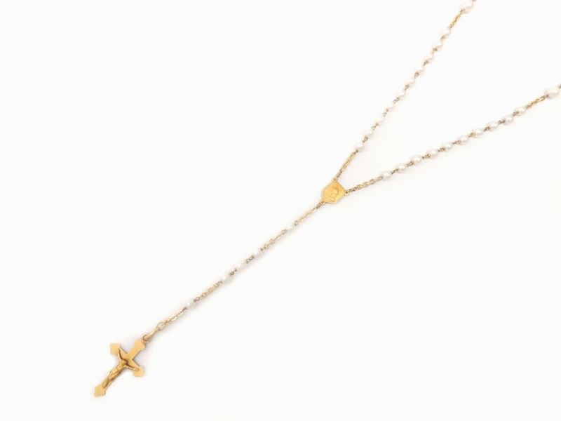 Rosario in Oro Giallo e Perle Coltivate Akoya