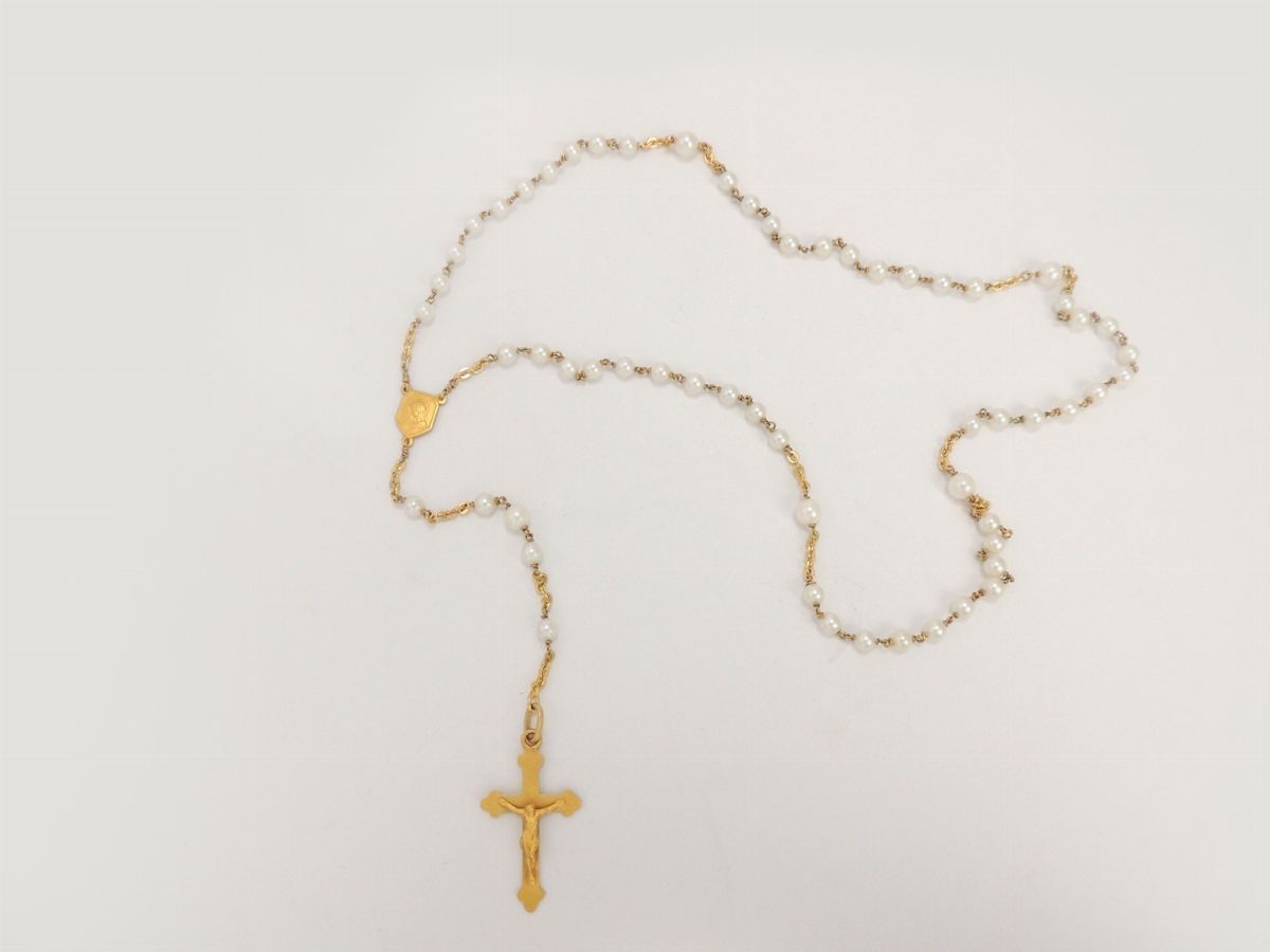 Rosario in Oro Giallo e Perle Coltivate Akoya