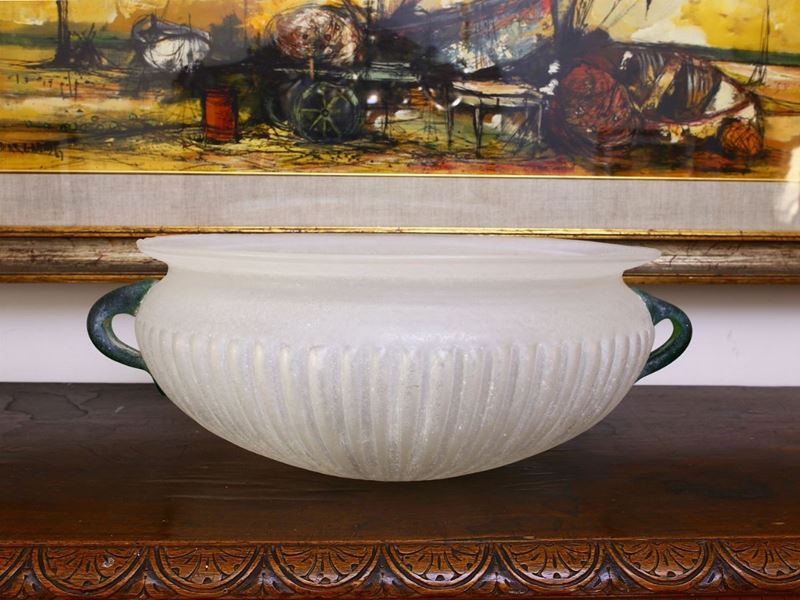 Grande Coppa Centrotavola in Vetro Archeologico