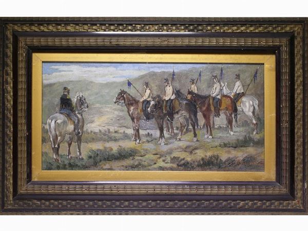 Giovanni Bartolena - Paesaggio con soldati a cavallo