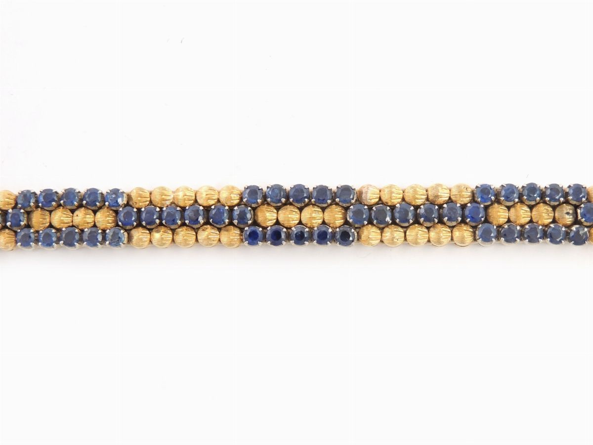 Bracciale in Oro Giallo e Bianco con Zaffiri