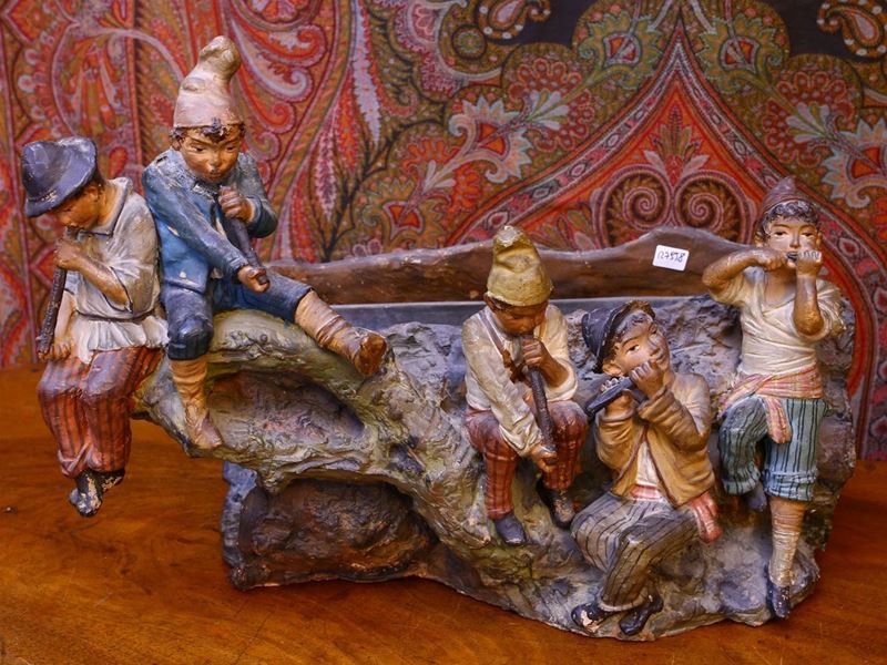 Grande Fioriera in Terracotta Dipinta