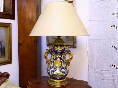 Lume da Tavolo in Terracotta Dipinta a Lustro