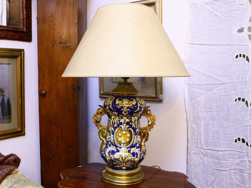 Lume da Tavolo in Terracotta Dipinta a Lustro