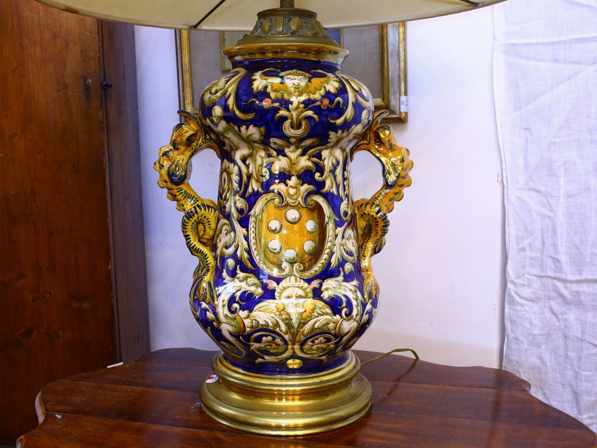 Lume da Tavolo in Terracotta Dipinta a Lustro