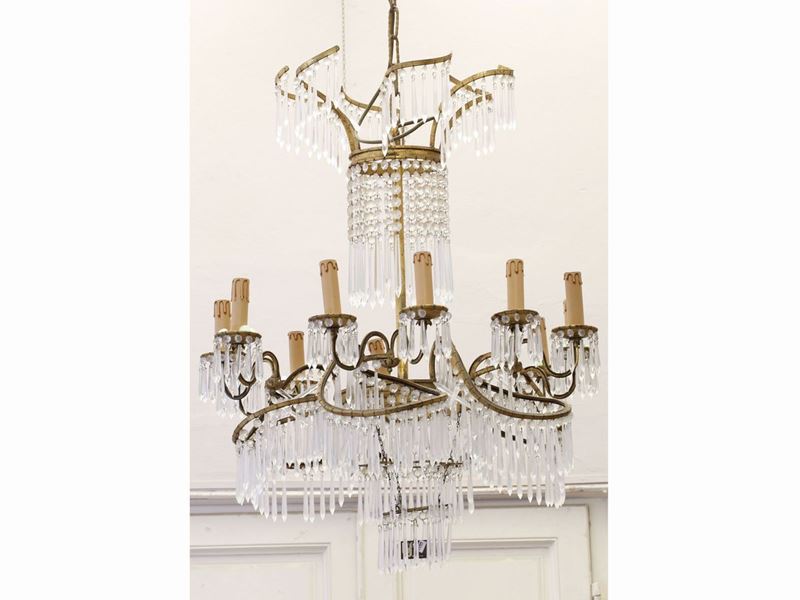 Lampadario Bf in Metallo Dorato