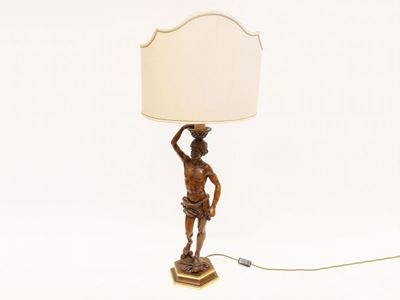 Lume da Tavolo in Noce Realizzato Come un Moro
