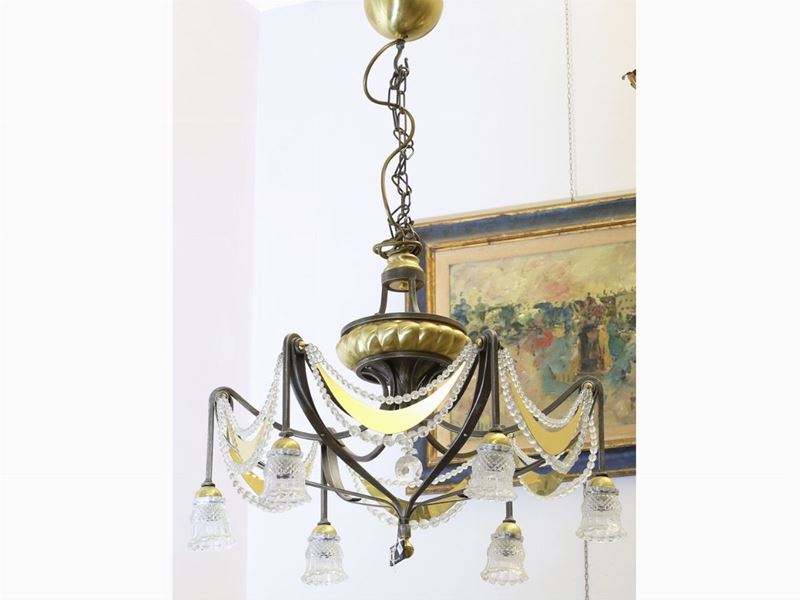 Lampadario Bf in Ferro Battuto