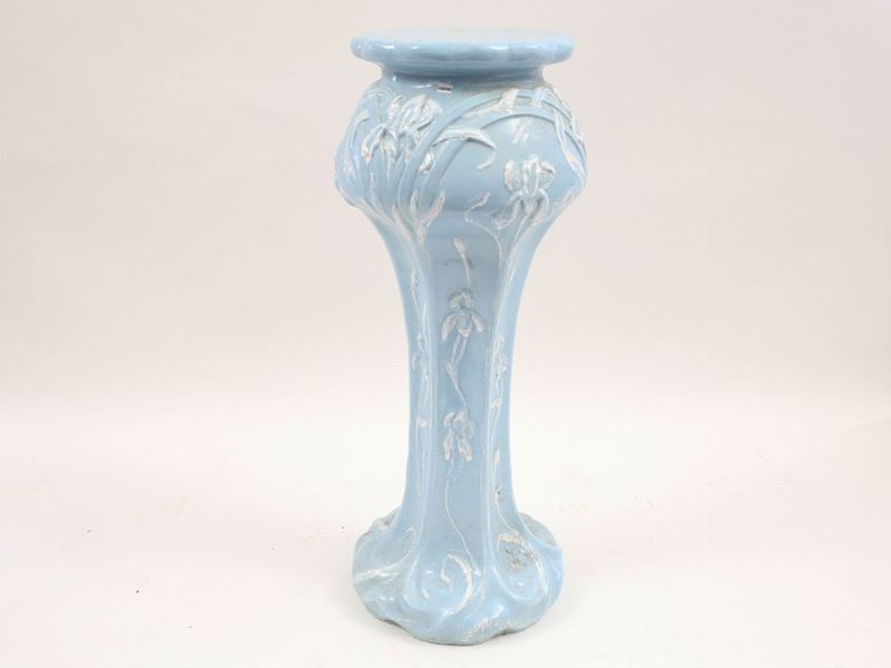 Colonna Portasculture in Terracotta Smaltata Celeste