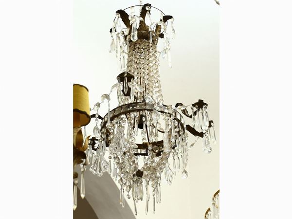 A small crystal chandelier