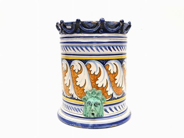 A large ceramic cilindric vase  - Auction Antiquities, Interior Decorations and Vintage  from the Panarello Gallery in Taormina - Maison Bibelot - Casa d'Aste Firenze - Milano