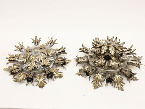 A pair of tole ceiling lights  - Auction Antiquities, Interior Decorations and Vintage  from the Panarello Gallery in Taormina - Maison Bibelot - Casa d'Aste Firenze - Milano