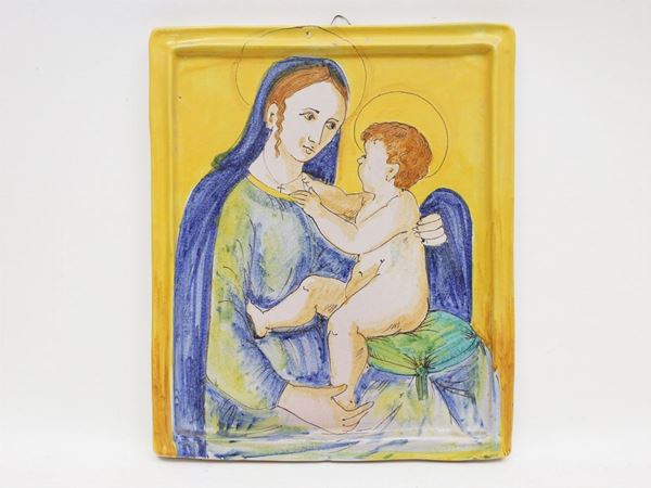 A large ceramic plaque  - Auction Antiquities, Interior Decorations and Vintage  from the Panarello Gallery in Taormina - Maison Bibelot - Casa d'Aste Firenze - Milano