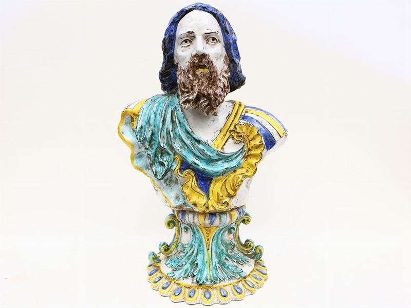 Busto Maschile in Terracotta Smaltata