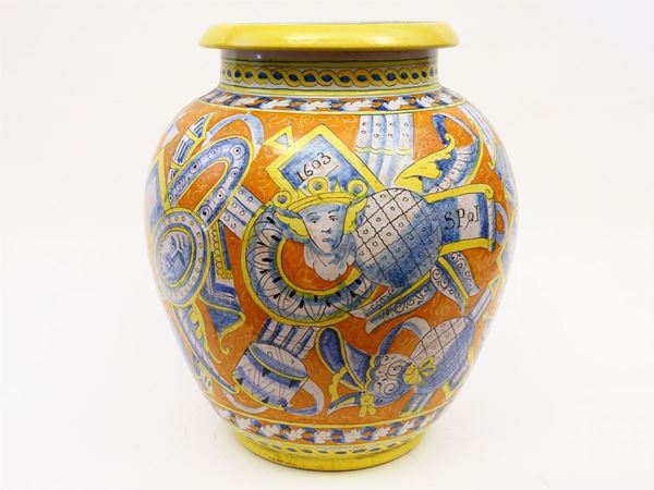 A glazed terracotta vase