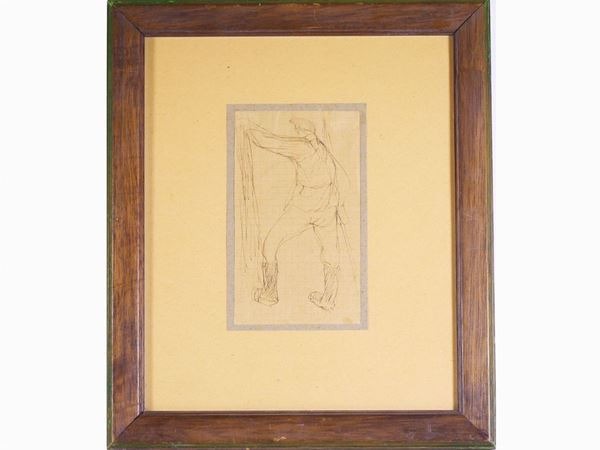 Lorenzo Viani : Male Figure  ((1882-1936))  - Auction Furniture, Paintings and Curiosities from Private Collections - Maison Bibelot - Casa d'Aste Firenze - Milano