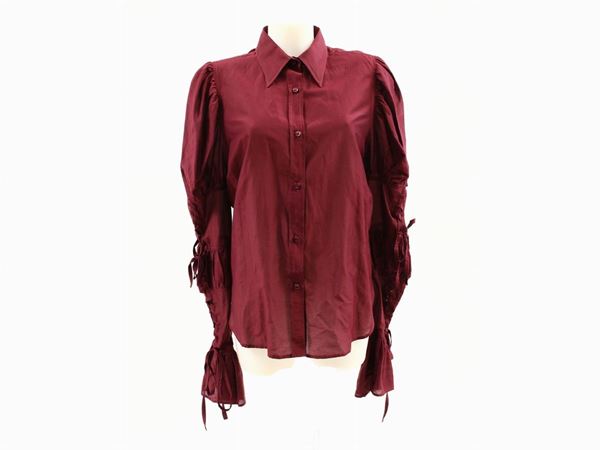 Bordeaux silk and cotton shirt, Yves saint Laurent  (Nineties)  - Auction Antiquities, Interior Decorations and Vintage  from the Panarello Gallery in Taormina - Maison Bibelot - Casa d'Aste Firenze - Milano