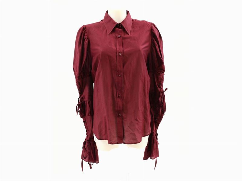 Camicia in Seta e Cotone Bordeaux, Yves Saint Laurent