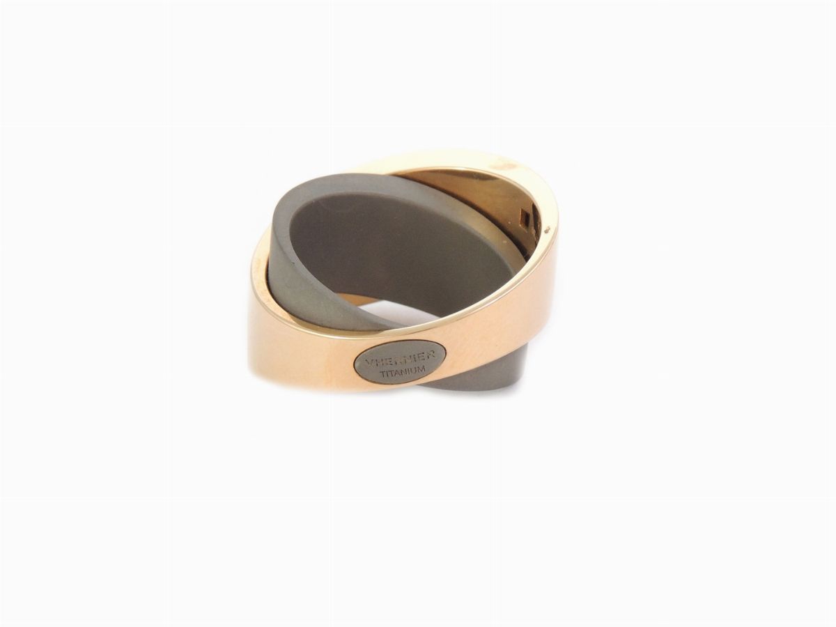 Anello Vhernier "tourbillon" in Oro Rosa e Titanio
