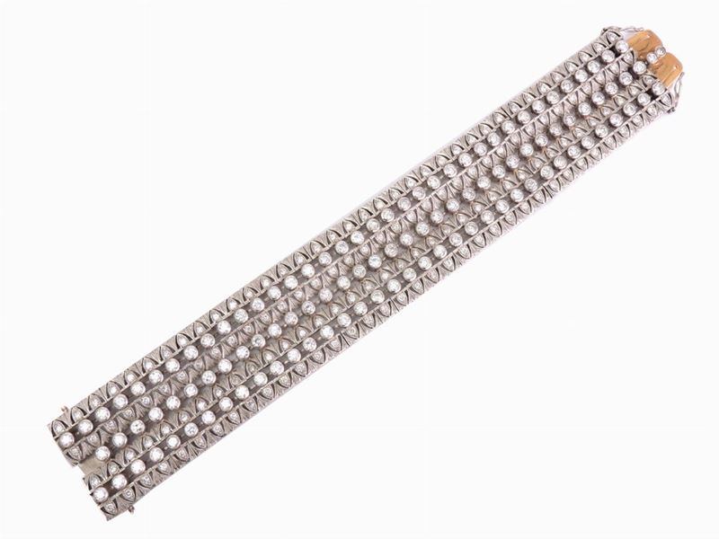 Bracciale in Platino e Oro Giallo con Diamanti