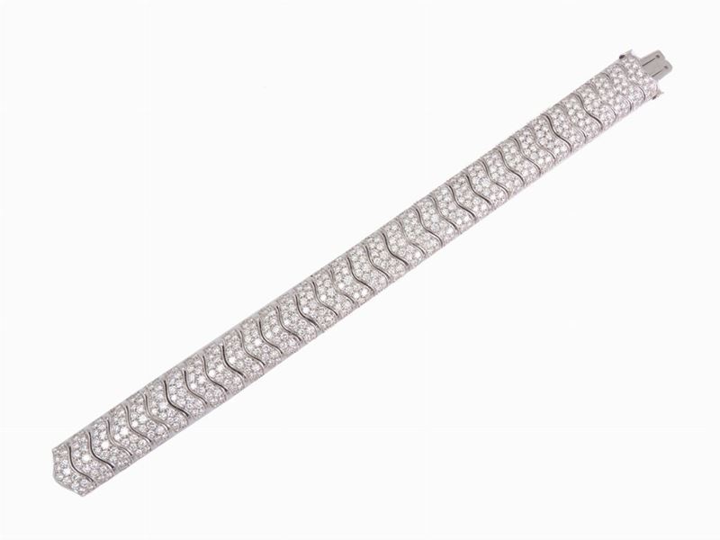 Bracciale a Maglie in Oro Bianco e Diamanti
