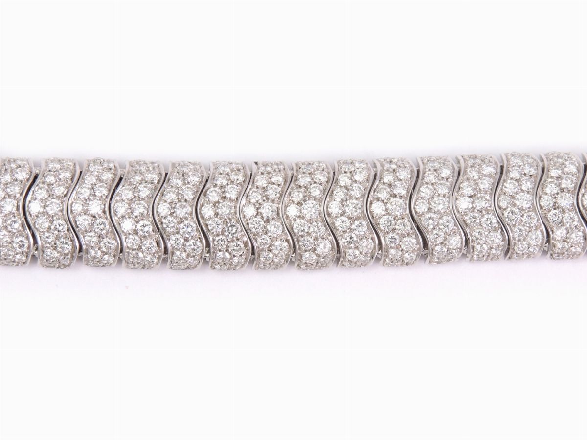 Bracciale a Maglie in Oro Bianco e Diamanti