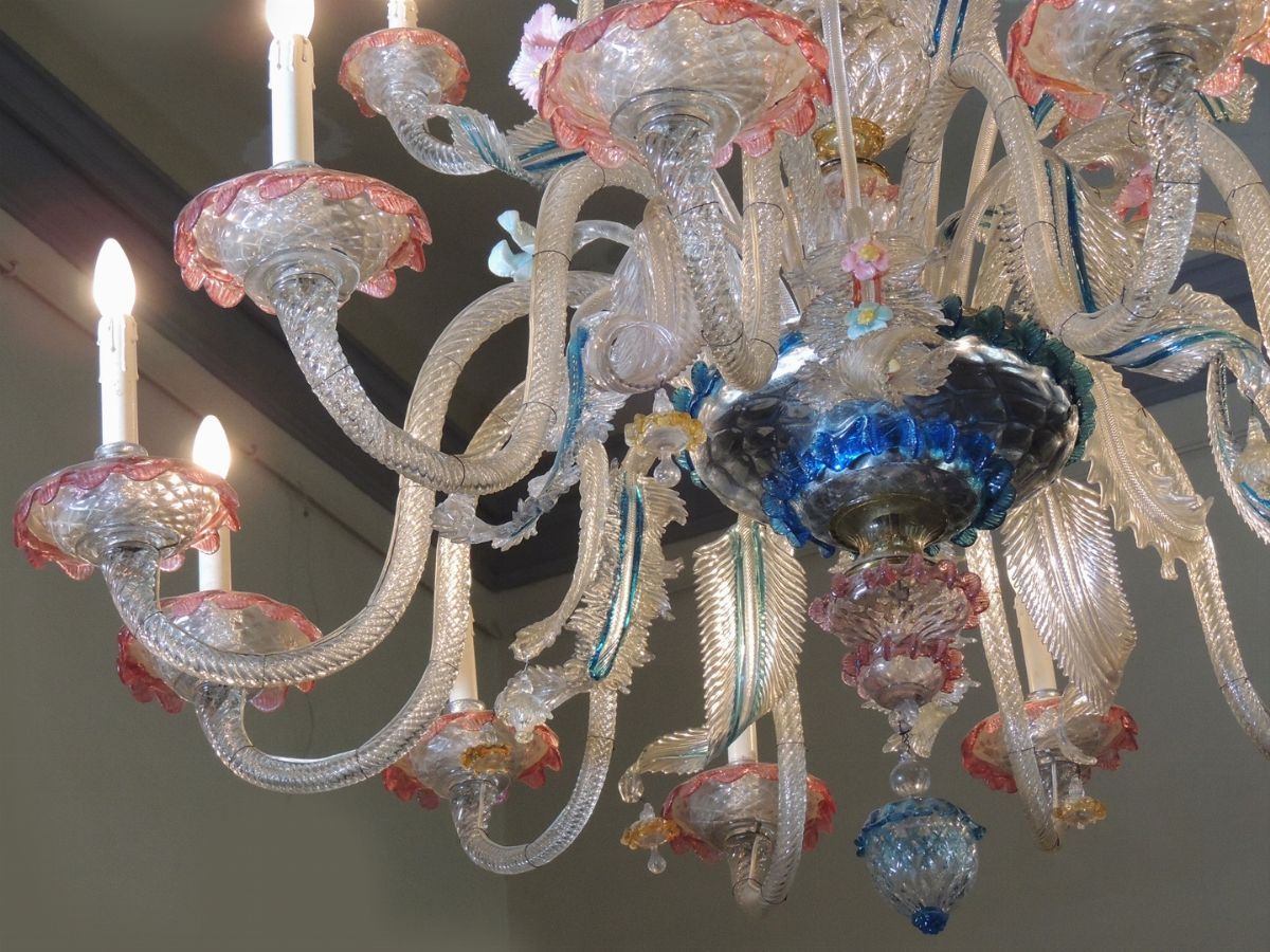 Grande Lampadario in Vetro Soffiato di Murano