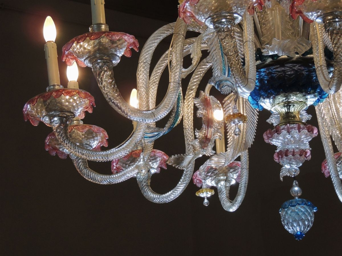 Grande Lampadario in Vetro Soffiato di Murano