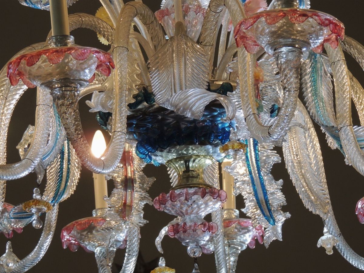 Grande Lampadario in Vetro Soffiato di Murano