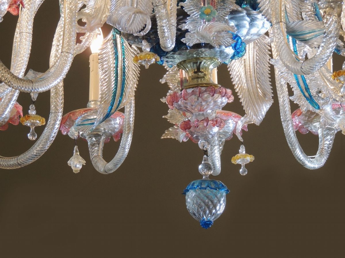Grande Lampadario in Vetro Soffiato di Murano