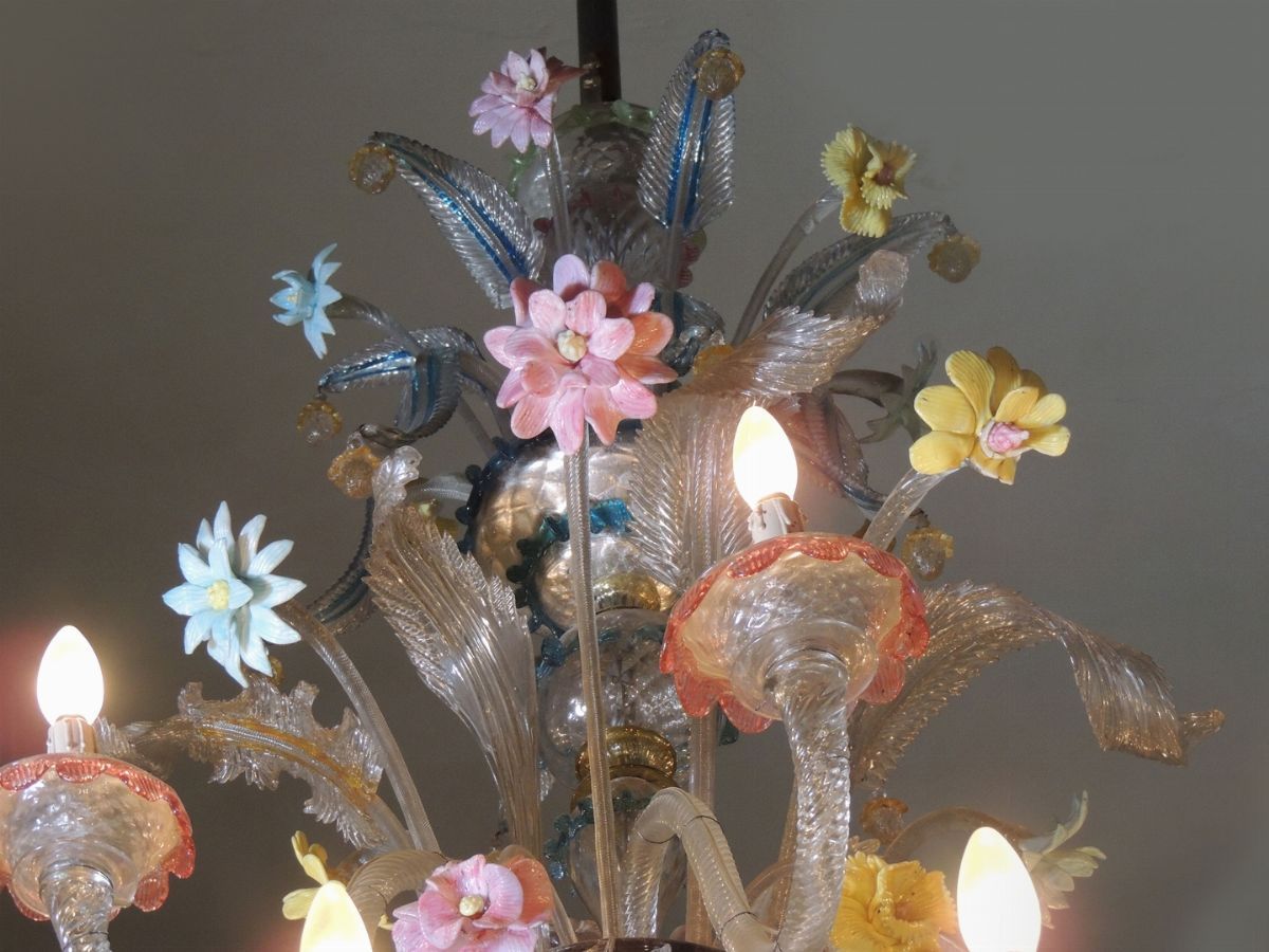 Grande Lampadario in Vetro Soffiato di Murano