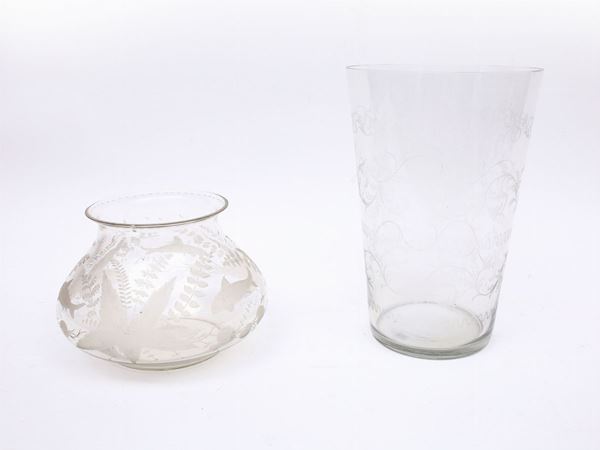Two blown glass vases  (early 20th century)  - Auction Antiquities, Interior Decorations and Vintage  from the Panarello Gallery in Taormina - Maison Bibelot - Casa d'Aste Firenze - Milano