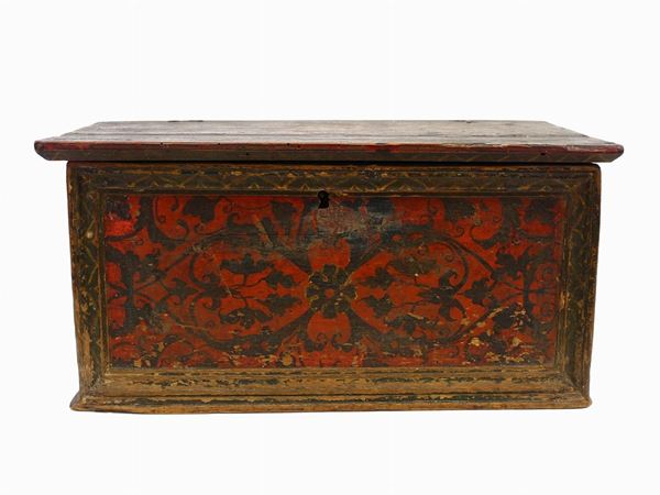 A lacquered wood casket