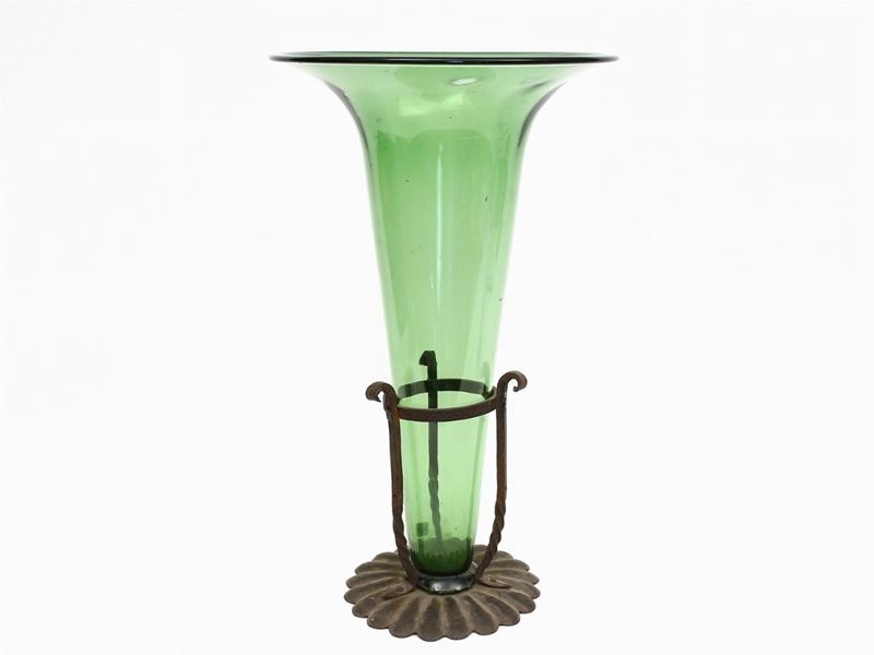 Grande Vaso in Vetro Soffiato Verde