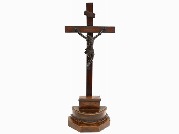 A wooden and bronze crucifx